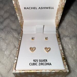 Rachel Ashwell Gold and Silver Heart Earrings Set